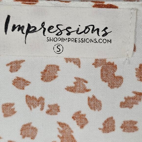 Impressions Boho Hippie Artsy Leopard Embroidered Top Cream/Camel Size S, - Picture 9 of 14